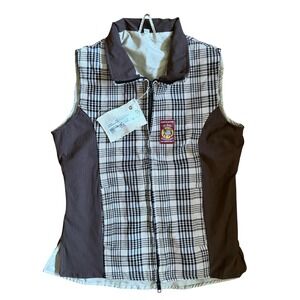 Equine Couture S/A Baker Select Vest Womens XS Brown Plaid Full Zip Equestrian